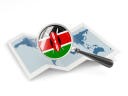 kenya magnified flag with map 